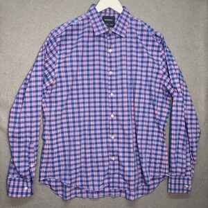 BONOBOS Mens XL Slim Fit Long Sleeve Button Down Shirt Plaid Purple Blue